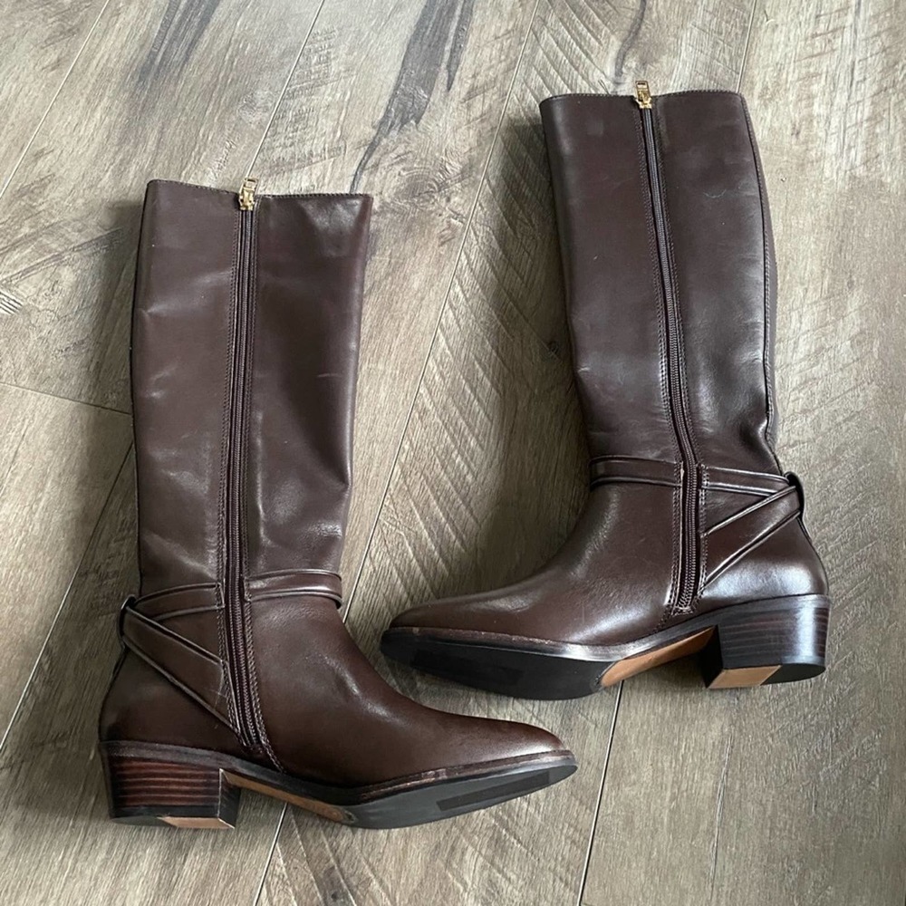Coach Caroline Swagger Boot Leather Chestnut 6 Narrow Calf NWB $395 - Picture 3 of 7